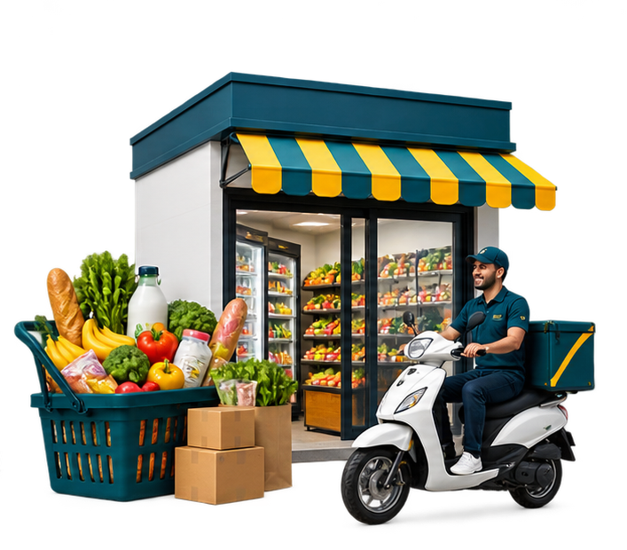 Flyship grocery and quick-commerce
